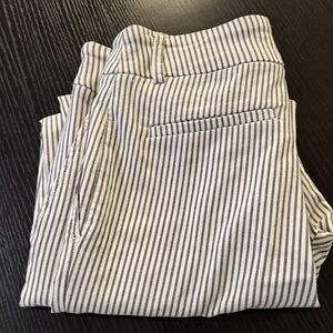 Hilary Radley Black and White Striped Trousers